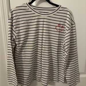 A New Day Black and White Striped Valentine’s Day Top